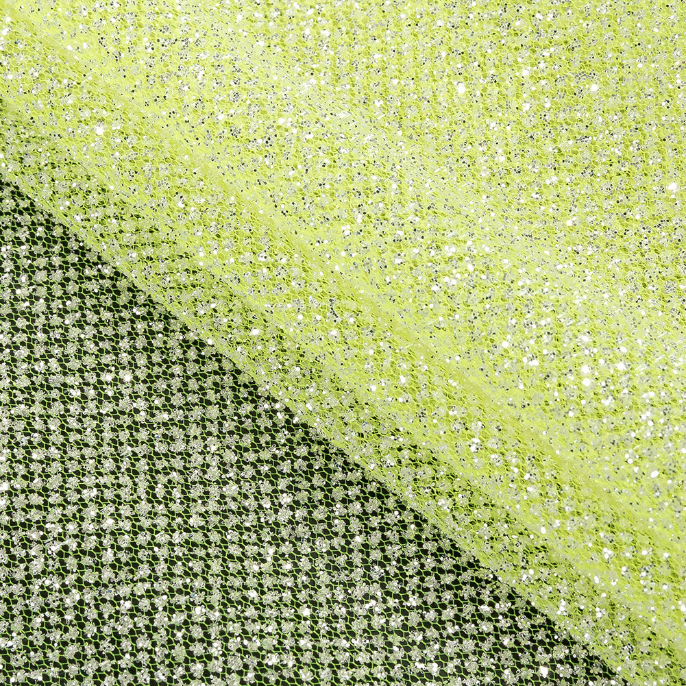 Tulle with Metallic Platinum Glitter - Neon Yellow - Platina Collection - Joann Fabrics