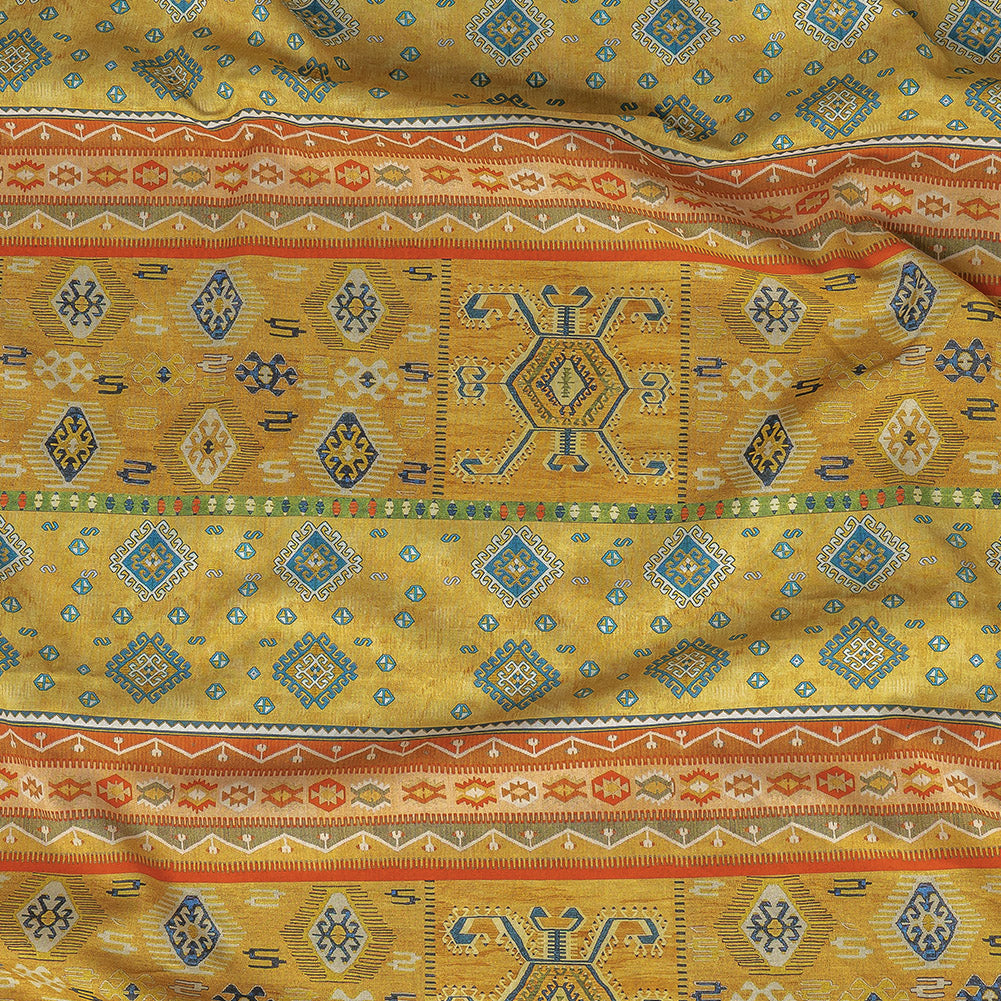 Cotton Voile - Yellow Geometric Stripes - Vishnu's Freedom Print - Mood Exclusive Surya Collection - Joann Fabrics