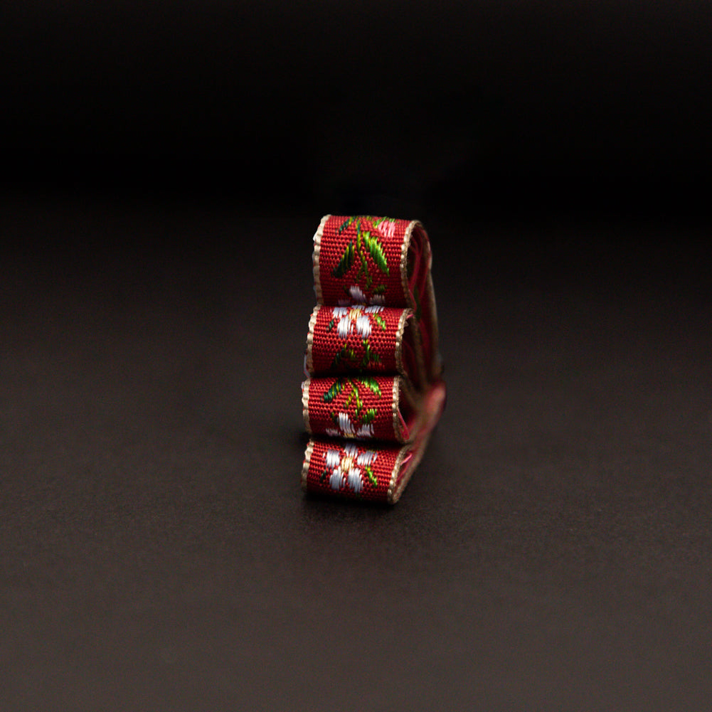 Italian Red Floral Jacquard Ribbon - 0.375