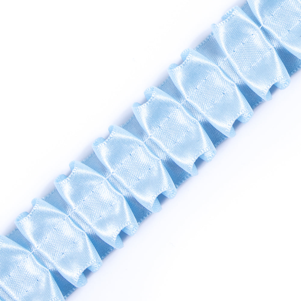 Italian Sky Blue Box Pleated Trimming - 1