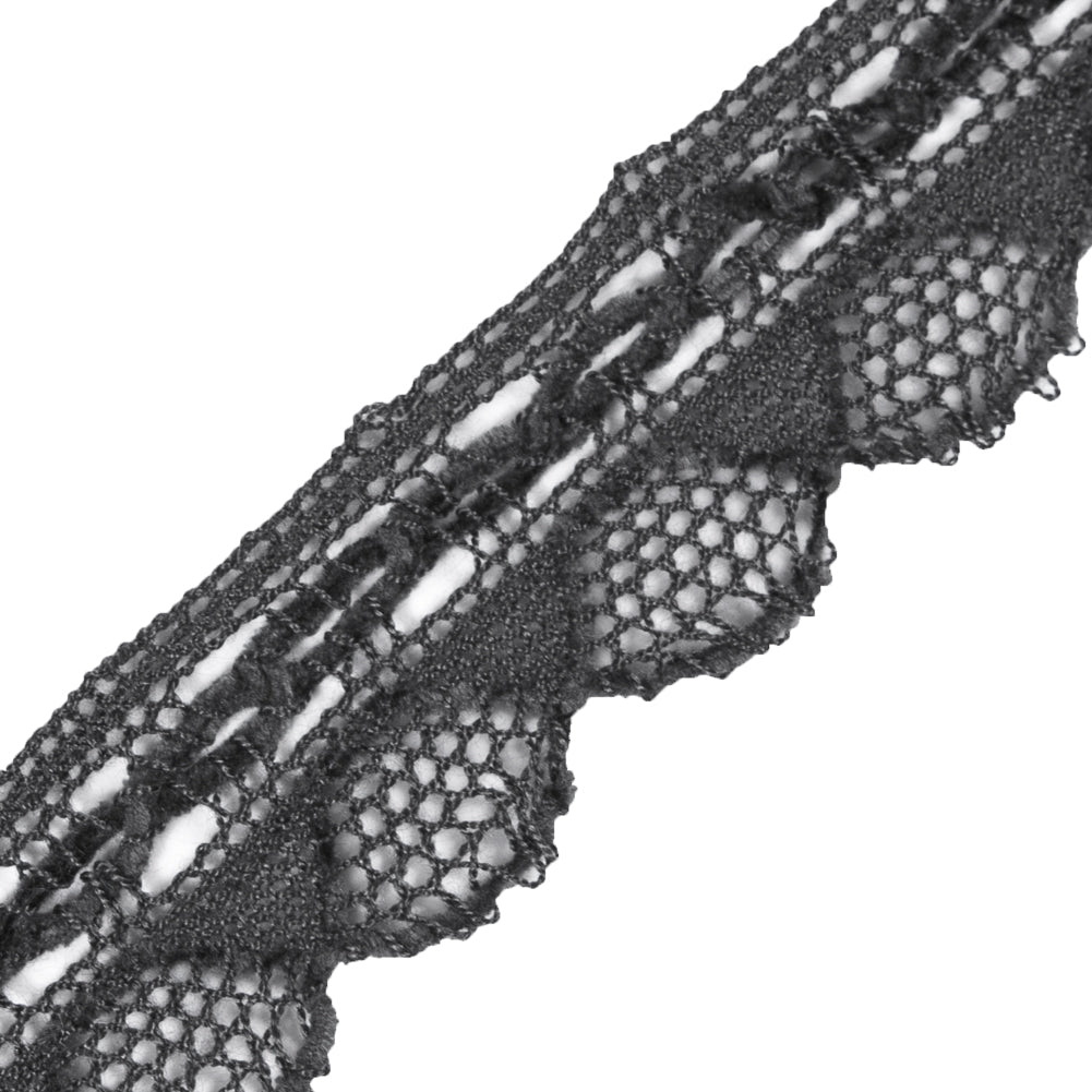 Dark Gray Crochet Chenille Trim - 1.5
