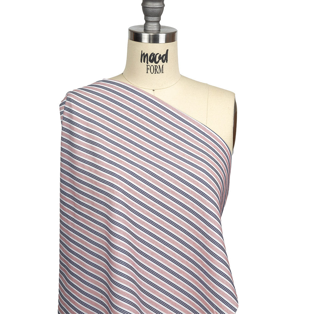 Red, Navy and White Striped Cotton and Polyester Dobby - Joann Fabrics