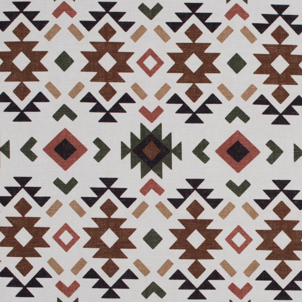 Brown and Green Geometric Printed Brushed Canvas - Joann Fabrics