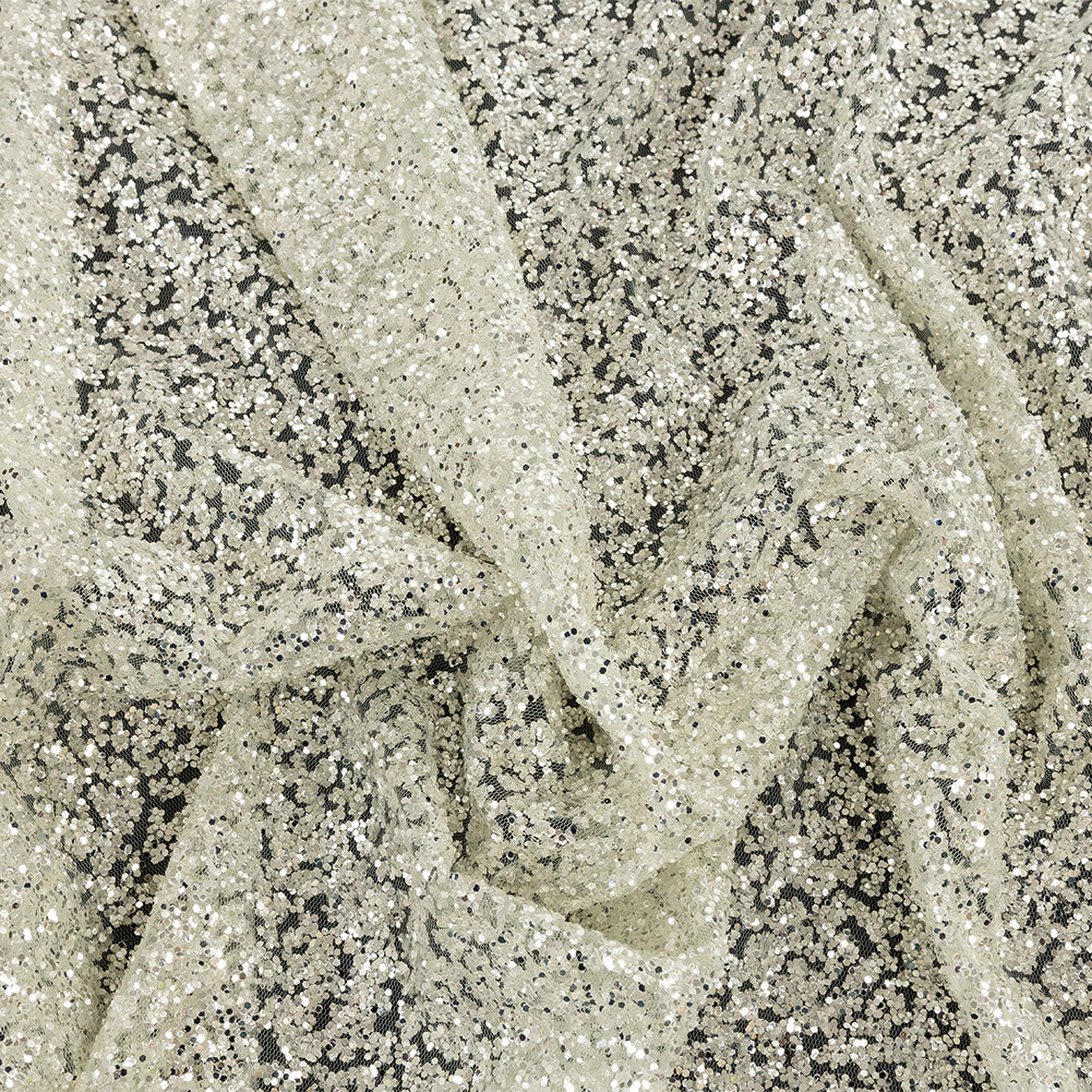 Tulle with Glitter Clusters - Light Mint with Platinum - Eminence Collection - Joann Fabrics