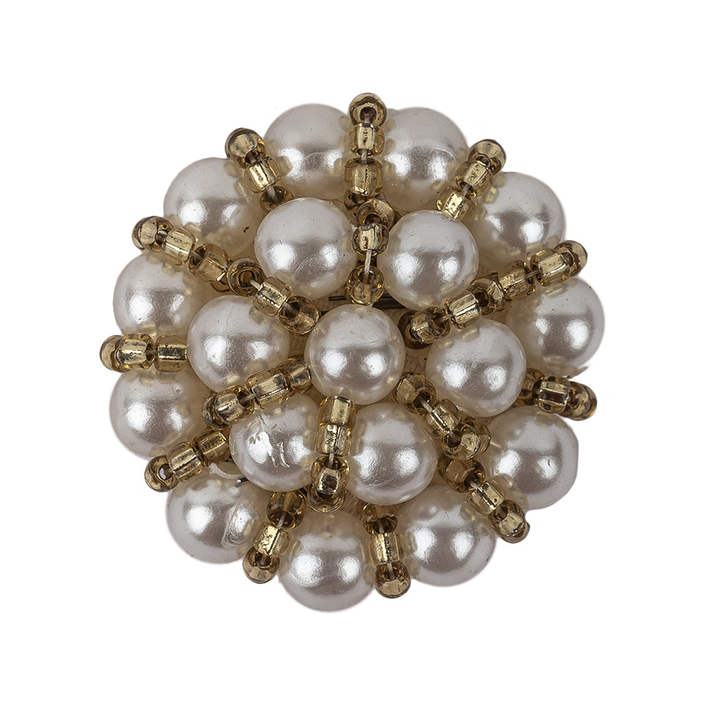 Vintage Pearl and Dull Gold-lined Beaded Button - 45L/29mm - Joann Fabrics