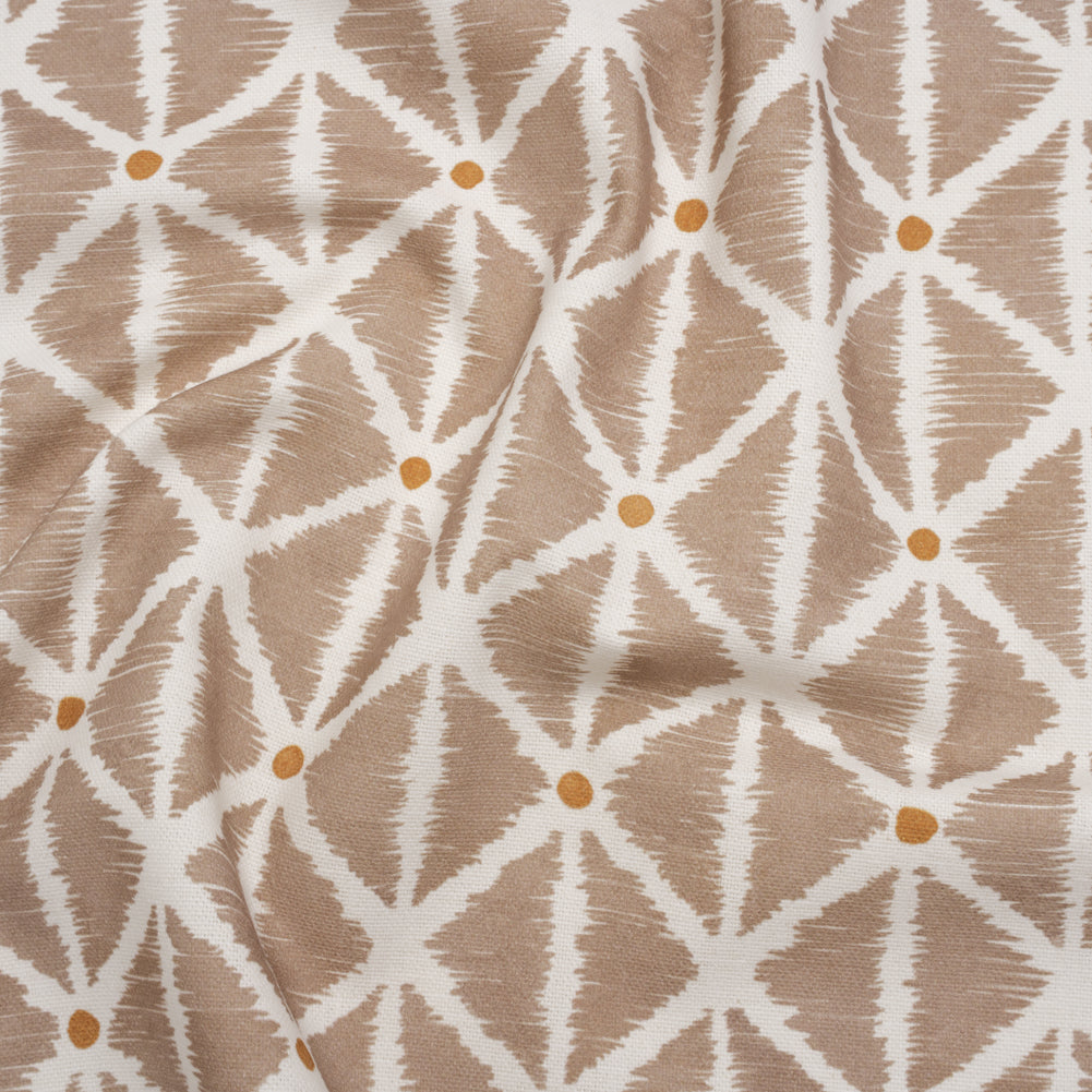 Brushed Cotton and Linen Canvas Print - Hazelnut Sketched Lattice with Dots - British Imported - Joann Fabrics