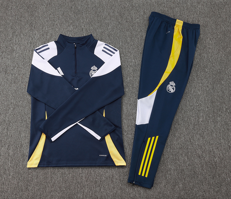 2024/2025 Real Madrid Half-Pull Training Suit Royal Blue Football Shirt 1:1 Thai Quality Set