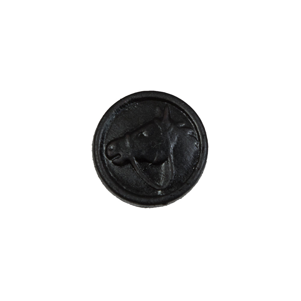 Black Leather Horsehead Button - 24L/15mm - Joann Fabrics