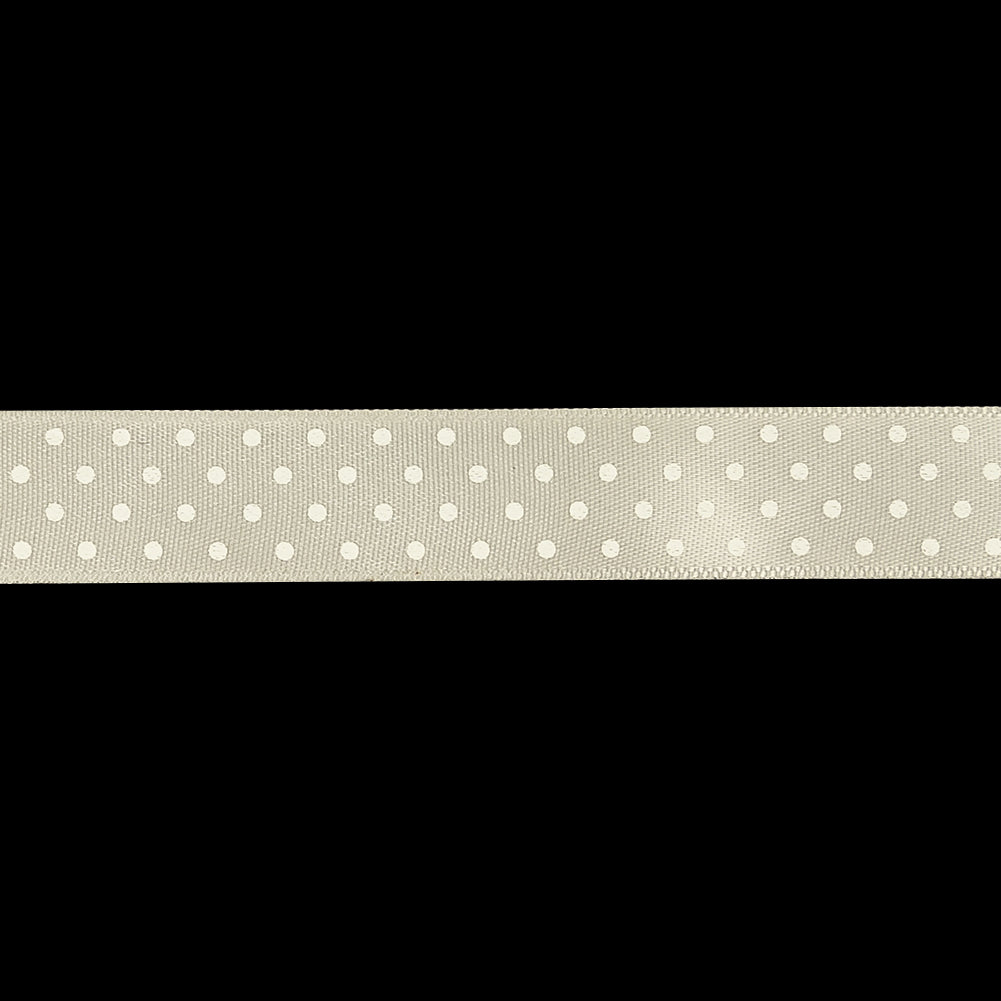 Coconut Milk and White Polka Dots Satin Ribbon - 0.625
