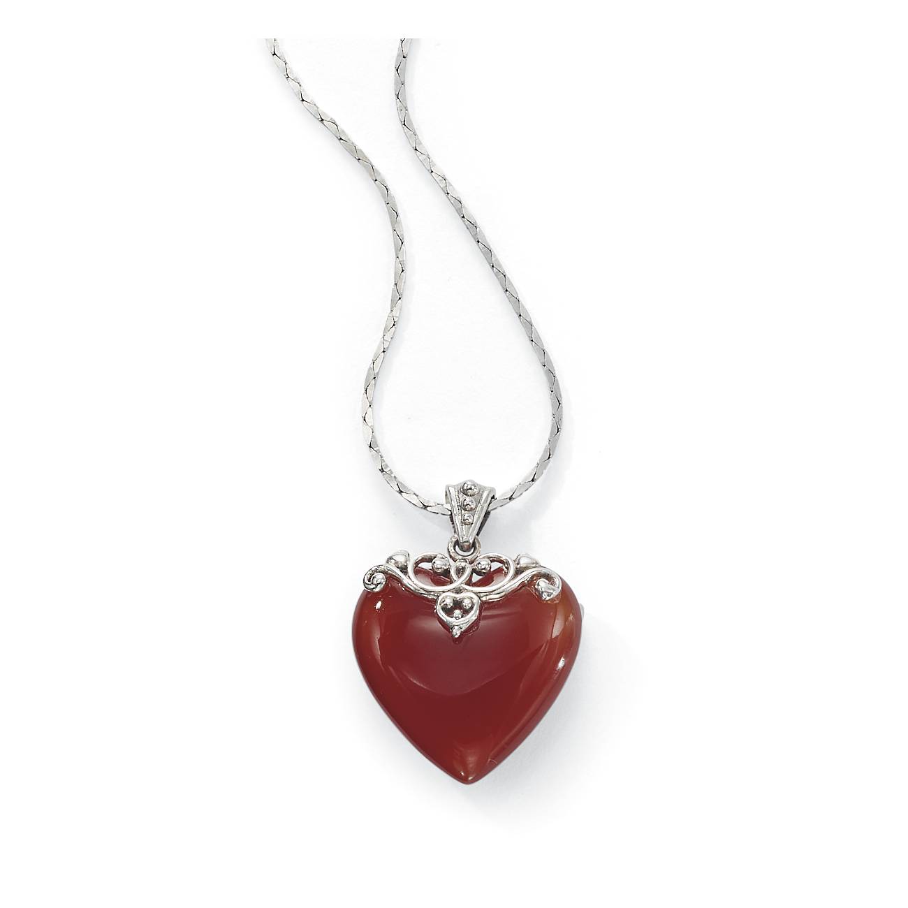 Red Agate & Sterling Heart Pendant - Northstyle Catalog