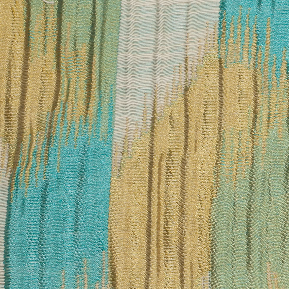 Indian Blue/Gold Ikat-Like Poly/Cotton Brocade - Joann Fabrics