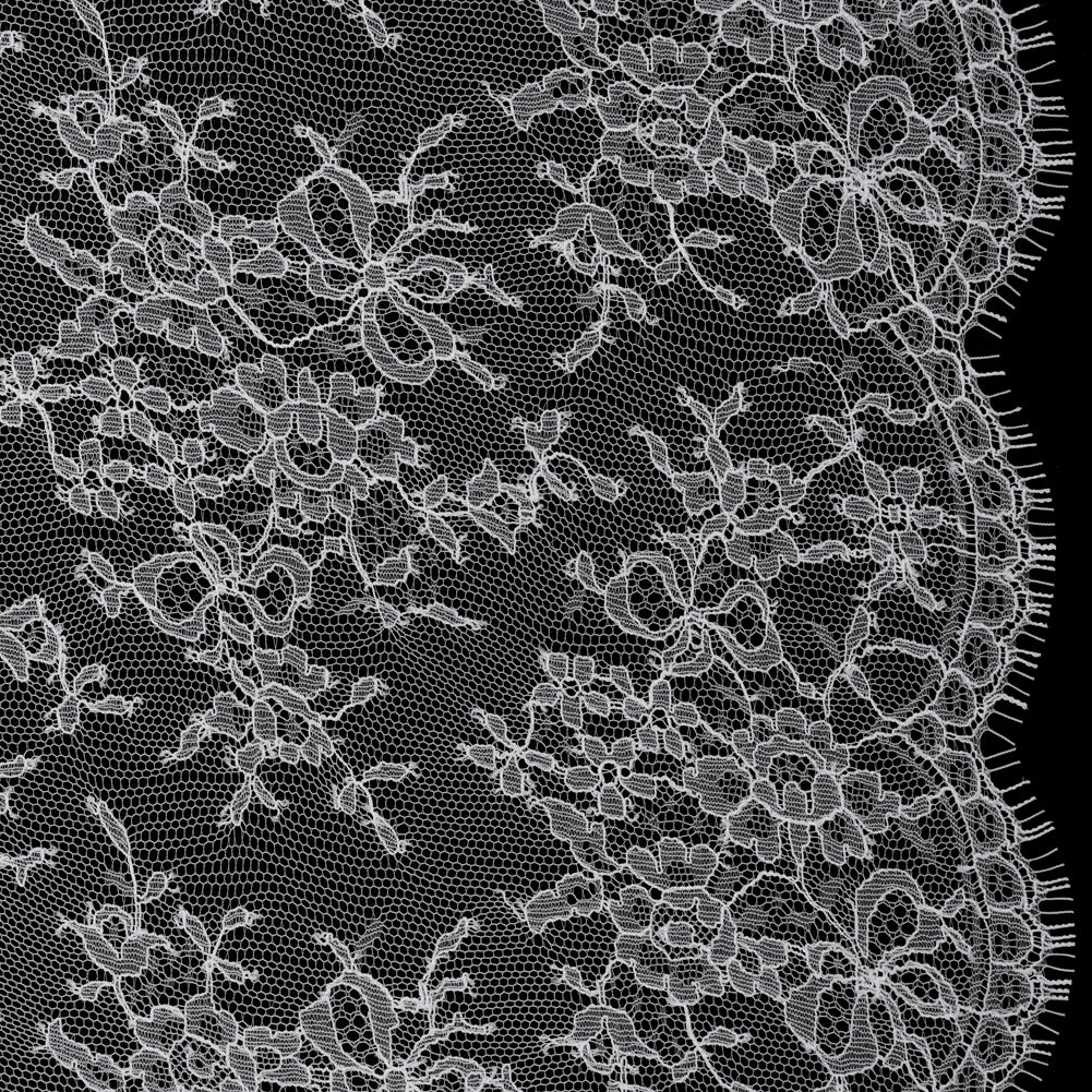 French Chantilly Lace with Finished Scalloped Edges by Solstiss - White Abundant Flowers - Joann Fabrics