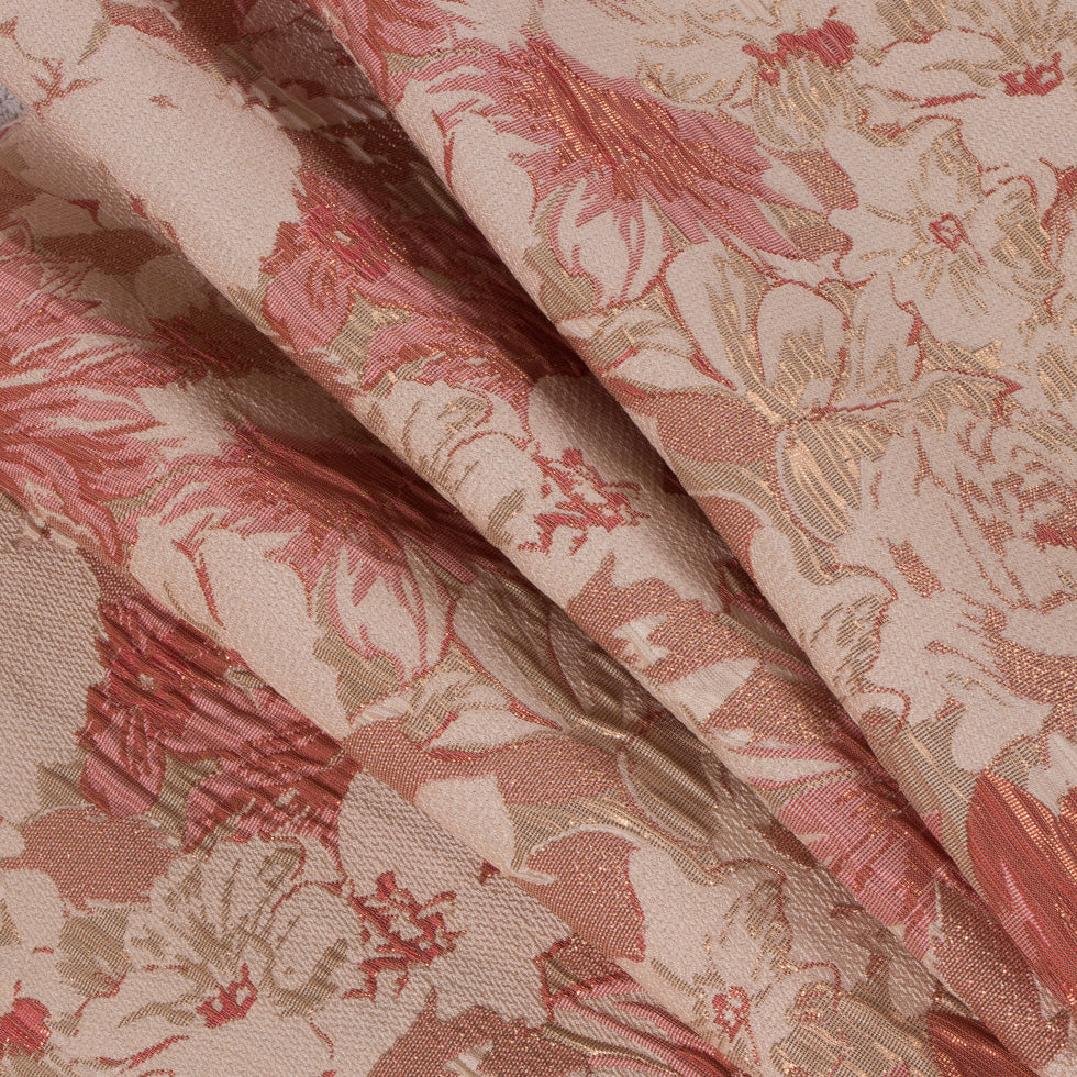 Metallic Gold/Coral/Ivory Floral Jacquard - Joann Fabrics