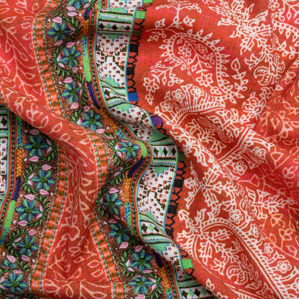 Mood Exclusive Red Bandana Bonanza Stretch Sustainable Rayon Batiste Panel - Joann Fabrics