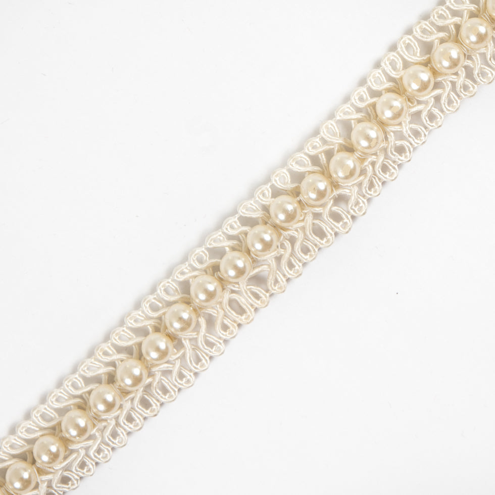 Ivory Braided Cord w/ Pearls - 1