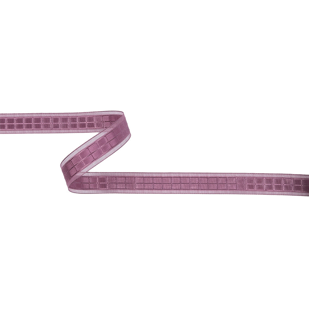 Amaranth Squares and Sheer Borders Ribbon - 0.5625