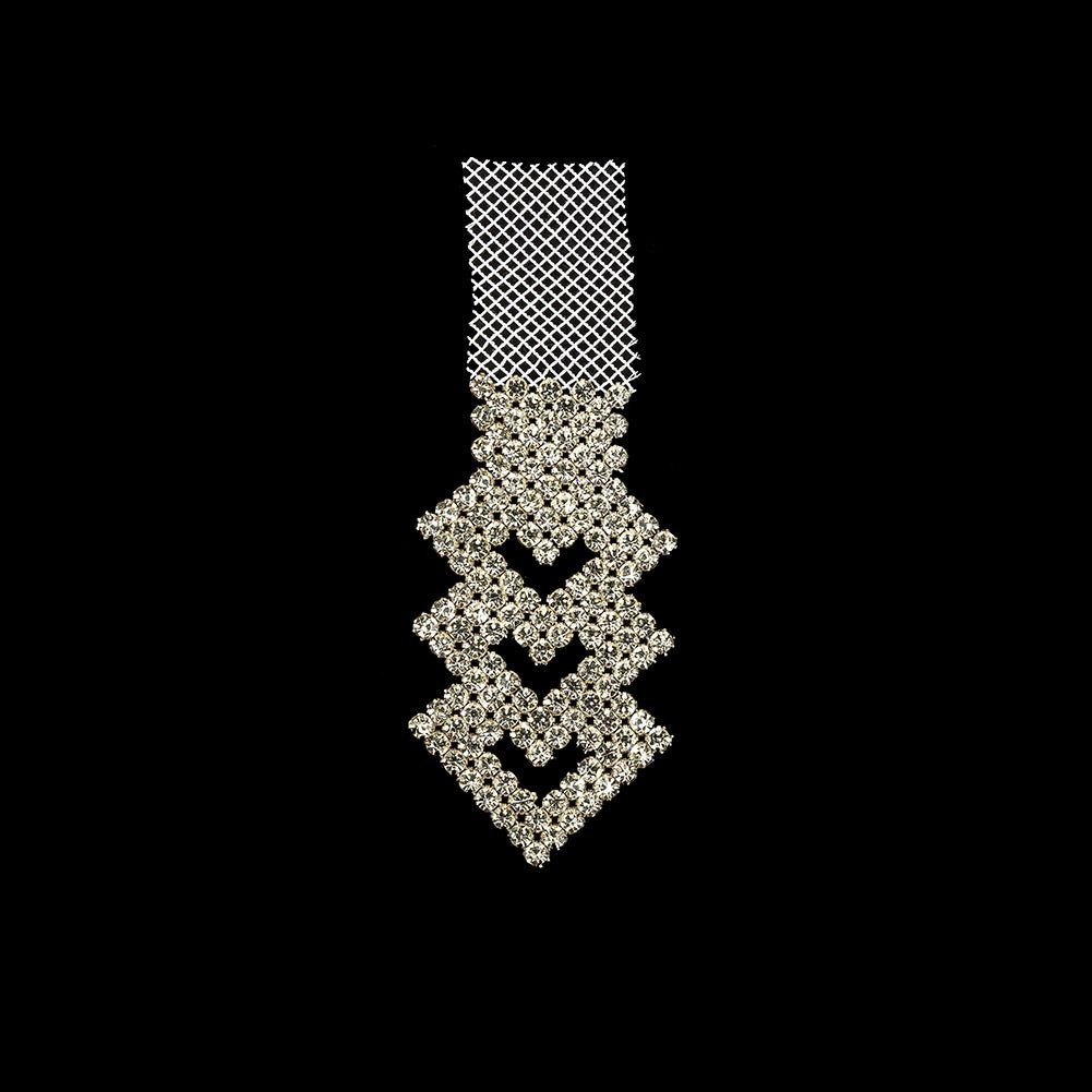 Vintage Czech Crystals on White Mesh Heart Ornament - 6
