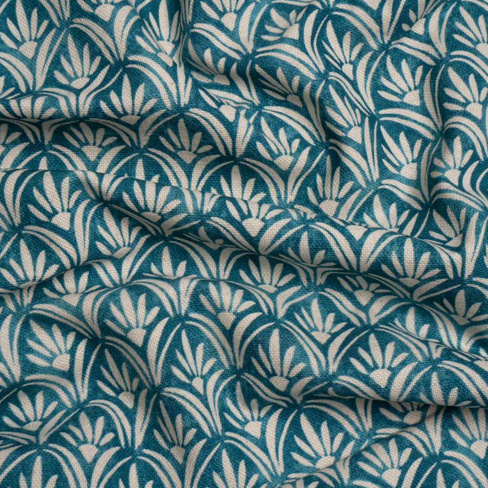 Cotton and Linen Canvas Print - Ocean Floral Arches - British Imported - Joann Fabrics