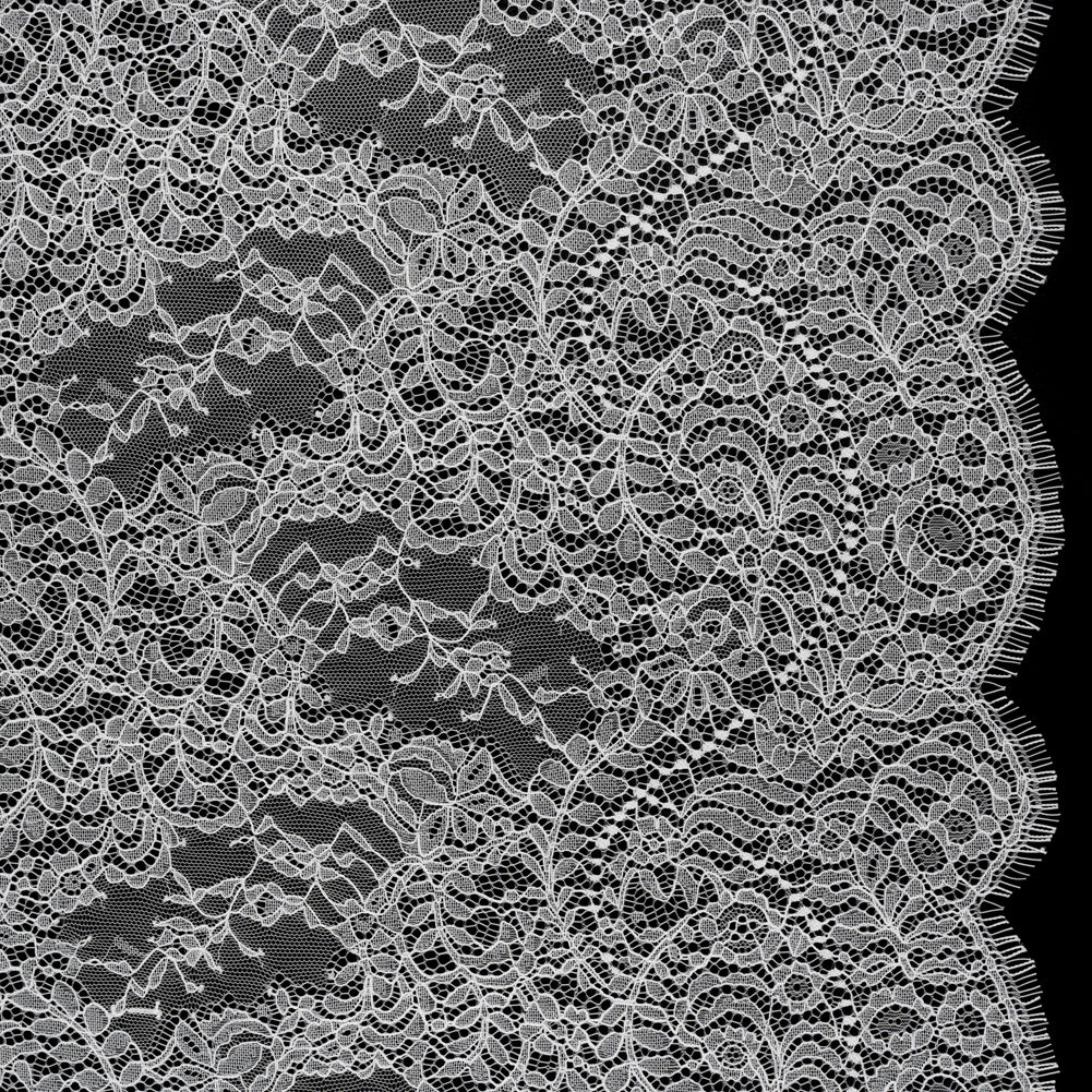 Chantilly Lace Panel with Scalloped Finished Edges - White PFD Flowers and Leaves - Joann Fabrics