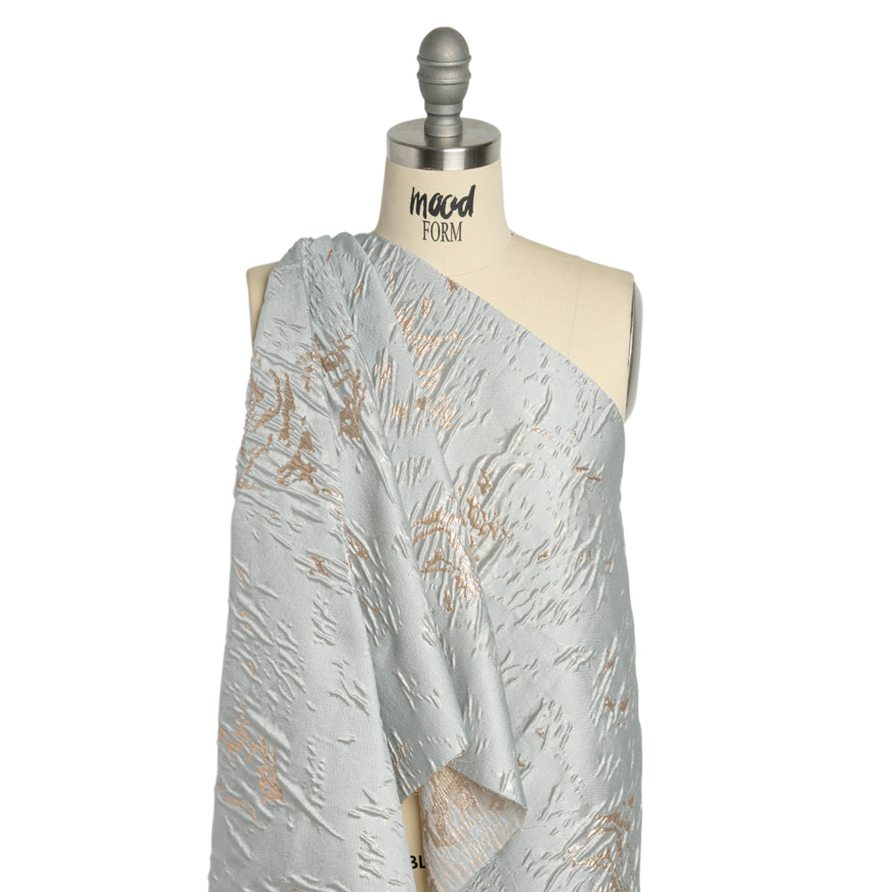 Metallic Gold and Baby Blue Crackled Abstract Luxury Brocade - Joann Fabrics