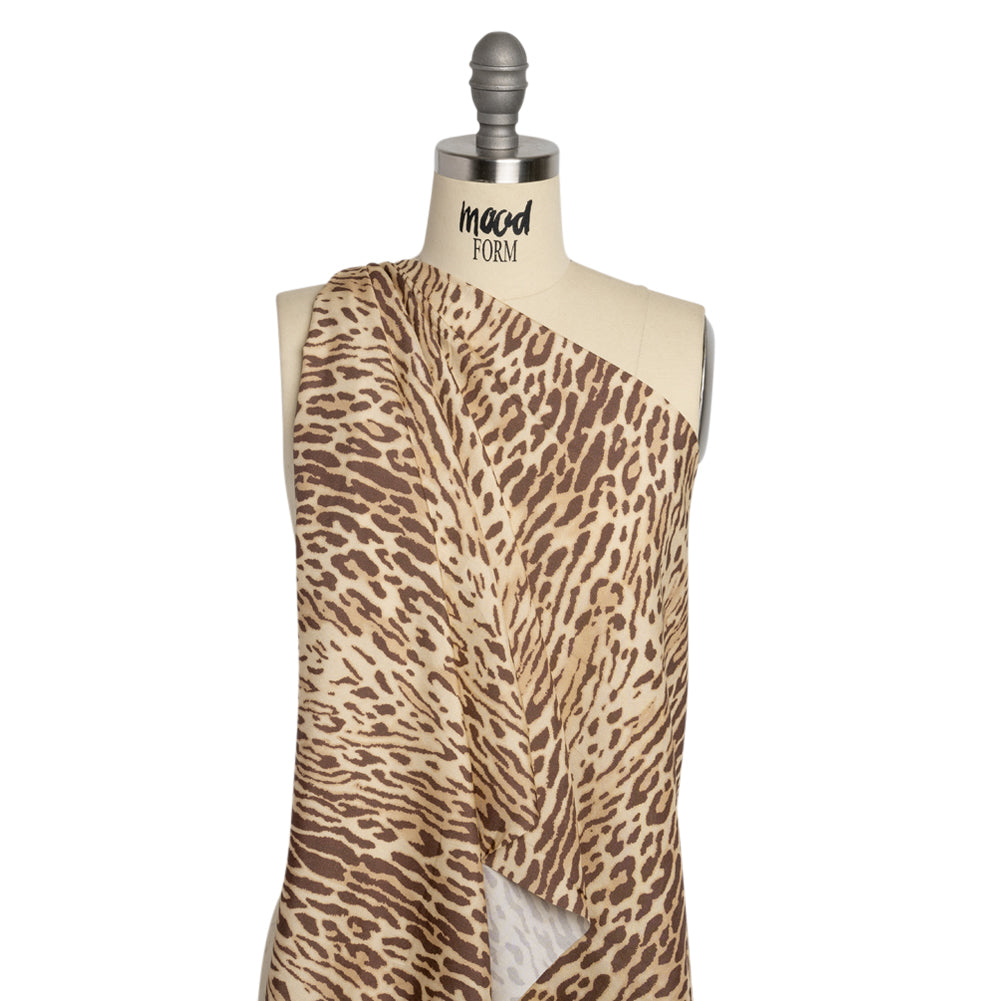 Famous Australian Designer Beige and Brown Animal Spots Silk Woven - Joann Fabrics