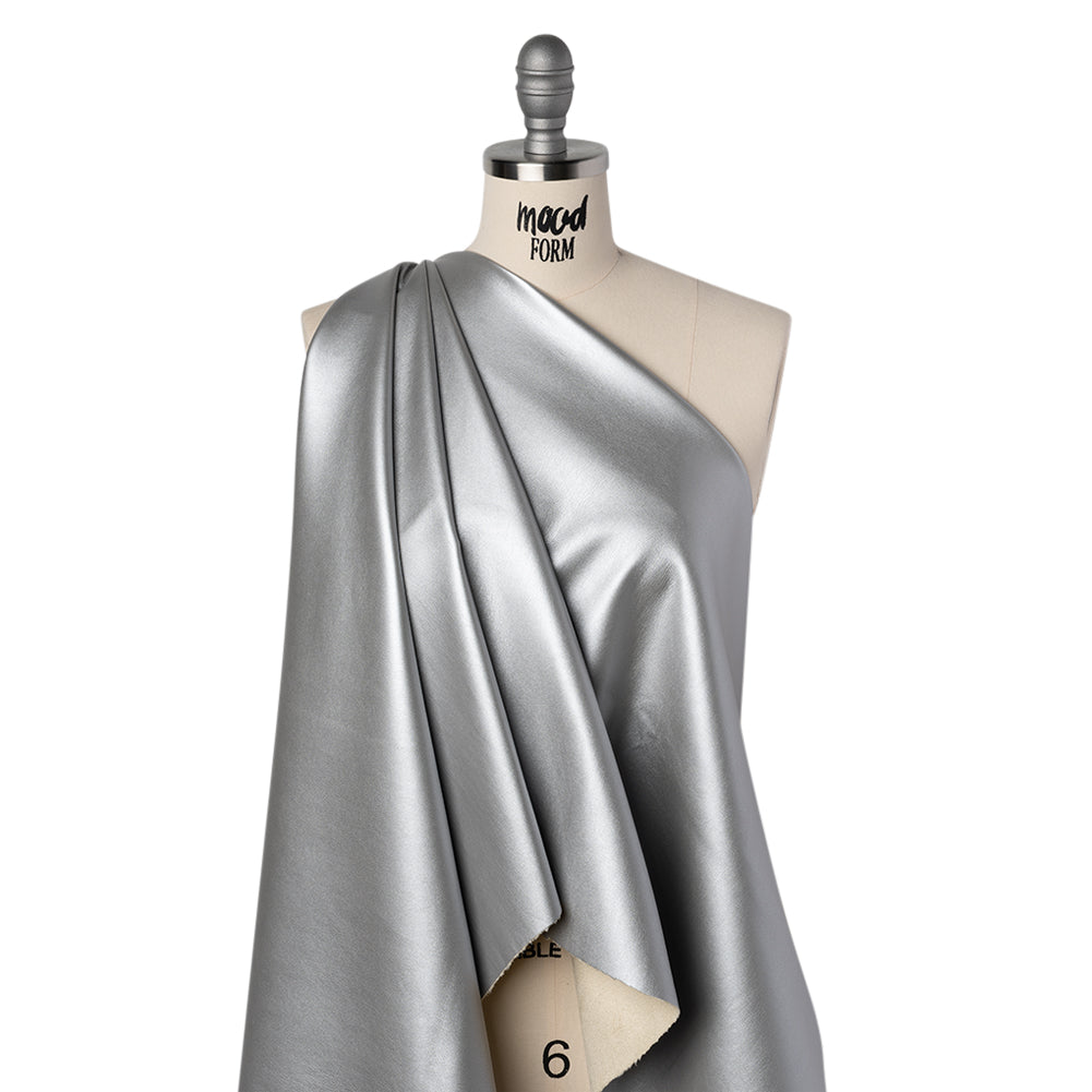 Stretch Faux Leather with Suede-Like Brushed Backing - Metallic Silver - Jodi Collection - Joann Fabrics