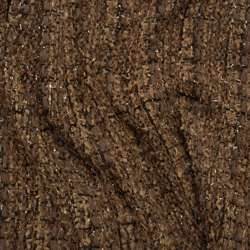 Metallic Polyester and Wool Tweed - Brown and Gold - Joann Fabrics