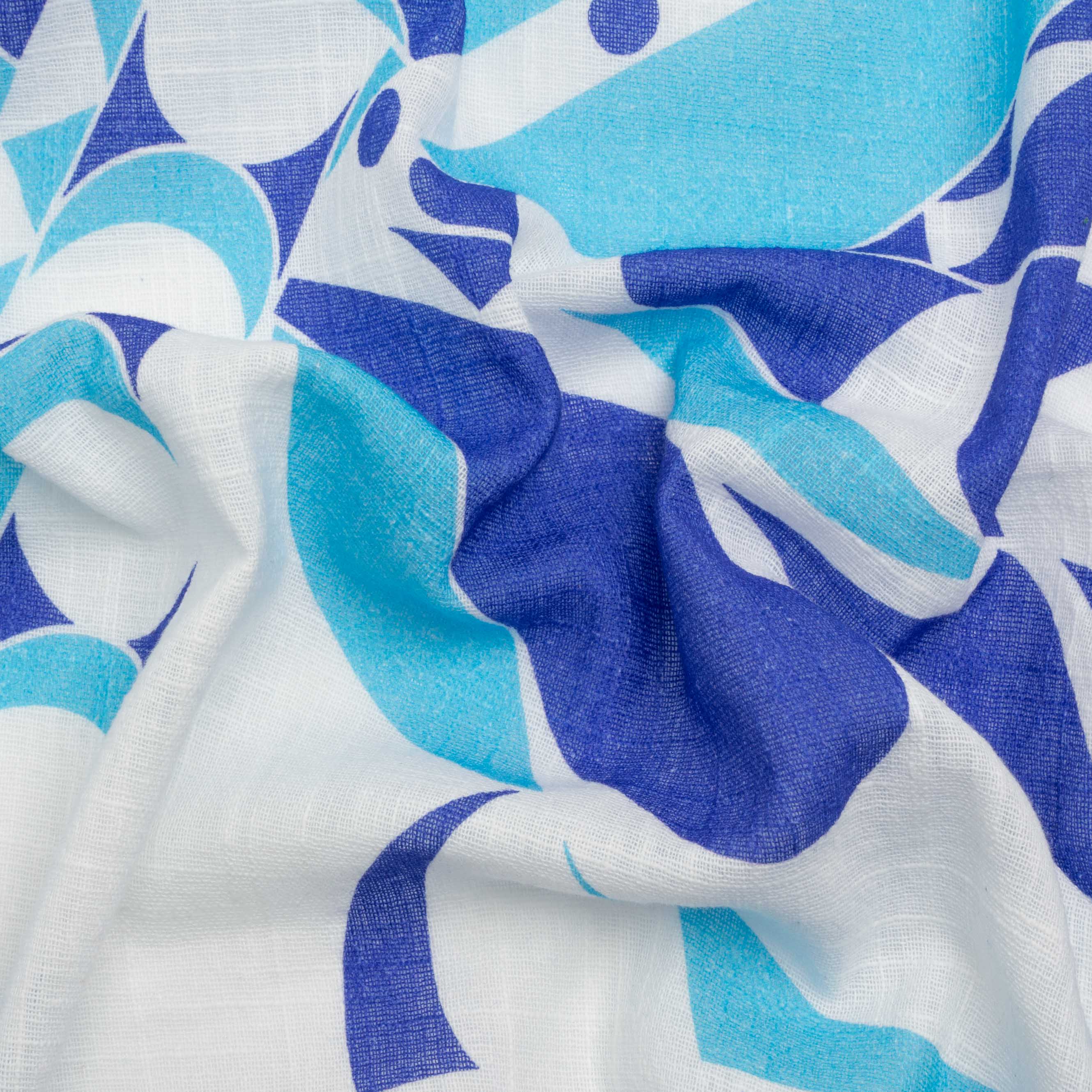 Slubbed Gauzy Cotton Woven Print - Blue and White Abstract - Mood Exclusive Circus of Clouds - Joann Fabrics