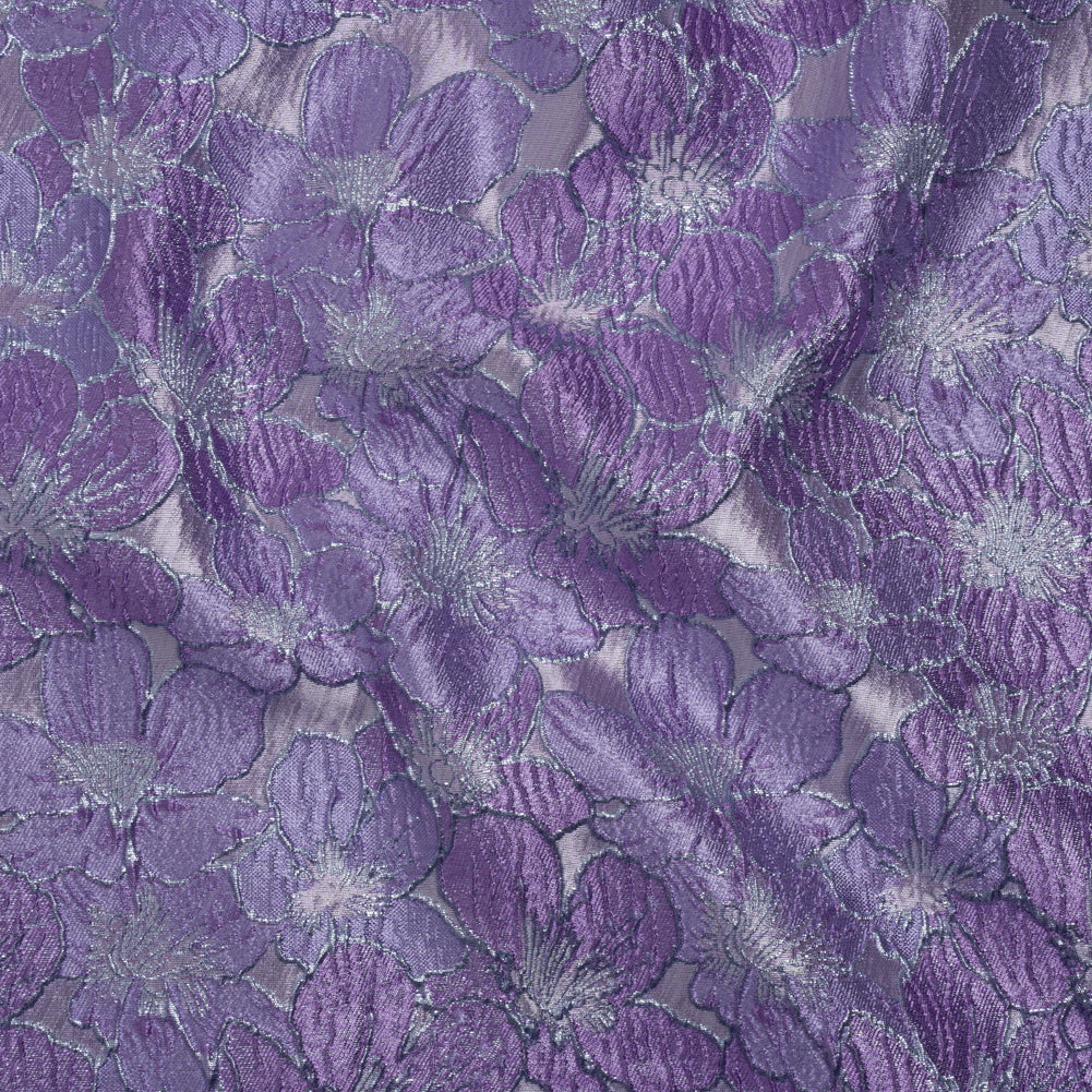Metallic Brocade - Lilac and Bright Lavender Floating Blossoms - Joann Fabrics