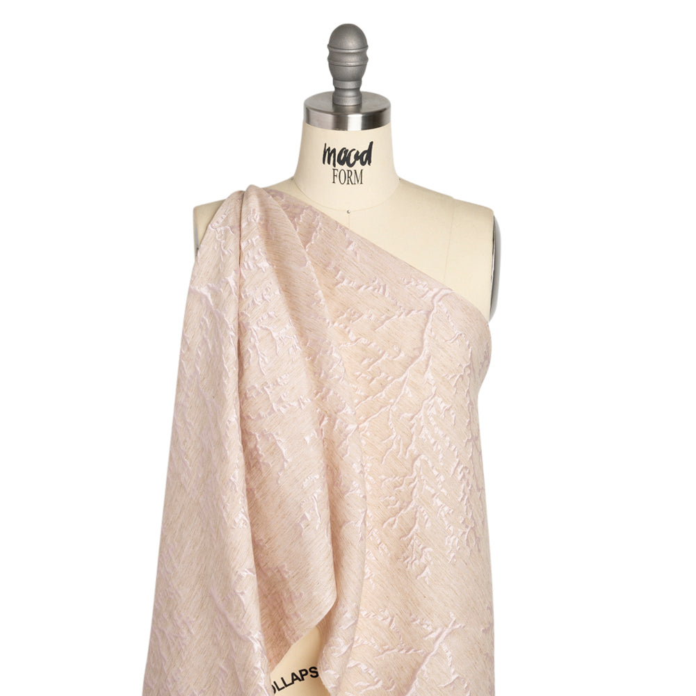 Luminous Pink and Heathered Beige Winter Trees Lightweight Polyester and Linen Brocade - Joann Fabrics