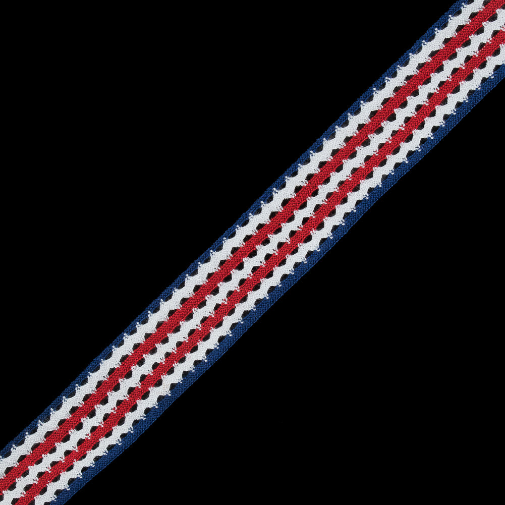 Red, White and Blue Striped Crochet Trim - 1.5