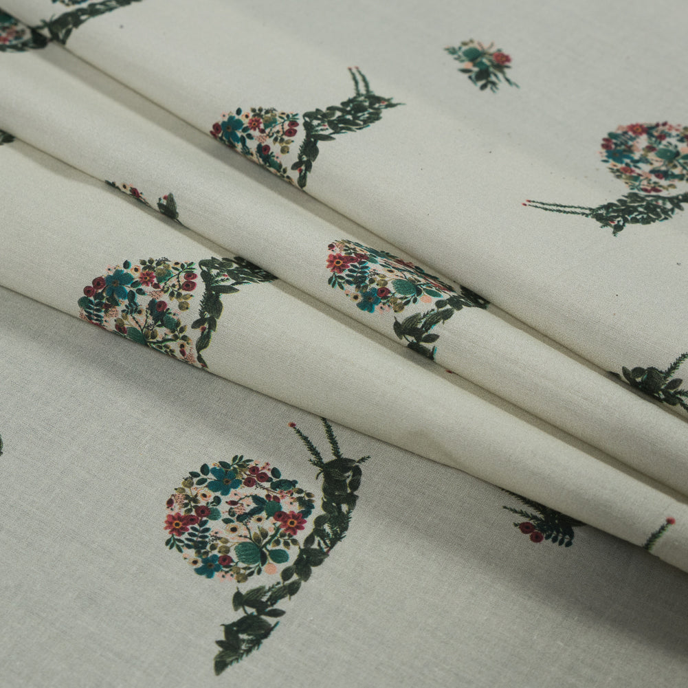 Cotton Voile - White Floral Snails - The Snail's Bounty Print - Mood Exclusive Gaia Collection - Joann Fabrics