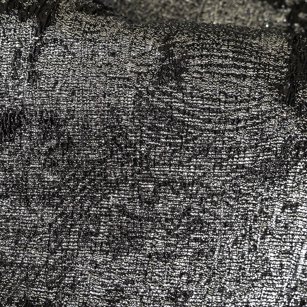 Metallic Silver and Black Abstract Luxury Plisse Brocade - Joann Fabrics