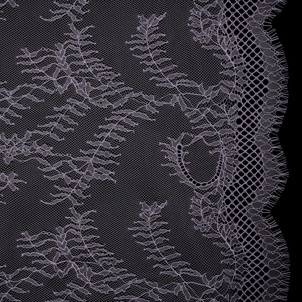 Raschel Lace Panel with Finished Edges - Lavender Delicate Leafy Vines on Net - Joann Fabrics