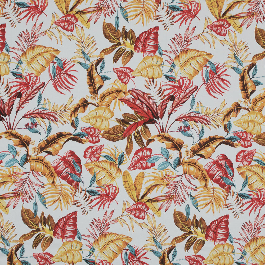Stretch Cotton Sateen - Red and Yellow Leaves - Vishnu's Tenacity Print - Mood Exclusive Surya Collection - Joann Fabrics
