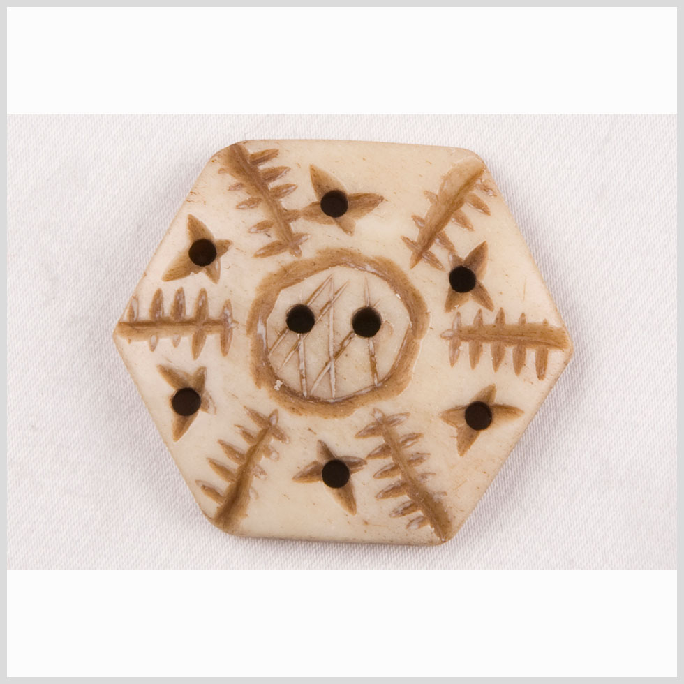 Natural Bone Hexagonal 2-Hole Button - 54L/34mm - Joann Fabrics