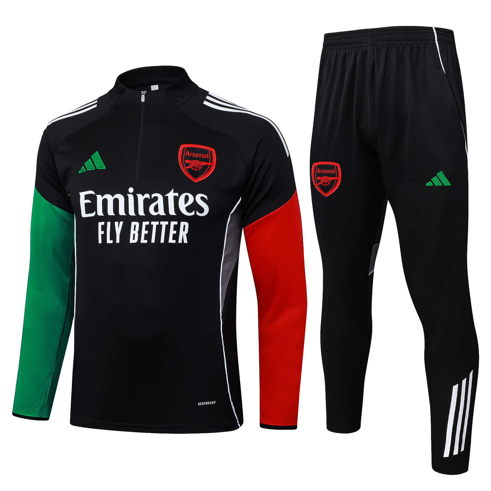 2025/2026 Arsenal Half-Pull Training Suit Black Football Shirt 1:1 Thai Quality Set 01