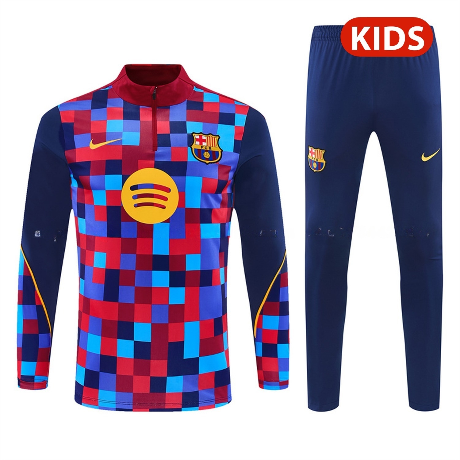 Barcelona 26-27 Kids Long Sleeve Training Set - Camouflage Top & Deep Blue Pants - UnitedFutballJersey
