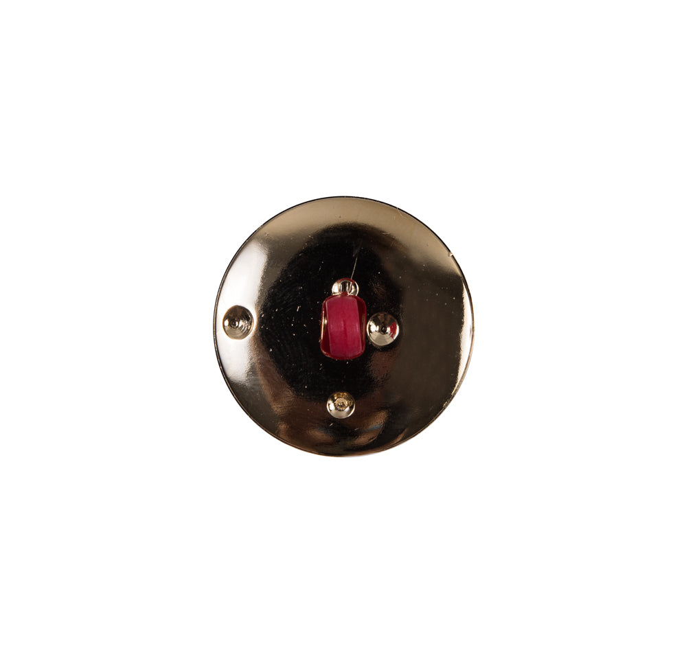 Italian Red and Gold Plastic Shank-Back Button - 24L/15mm - Joann Fabrics