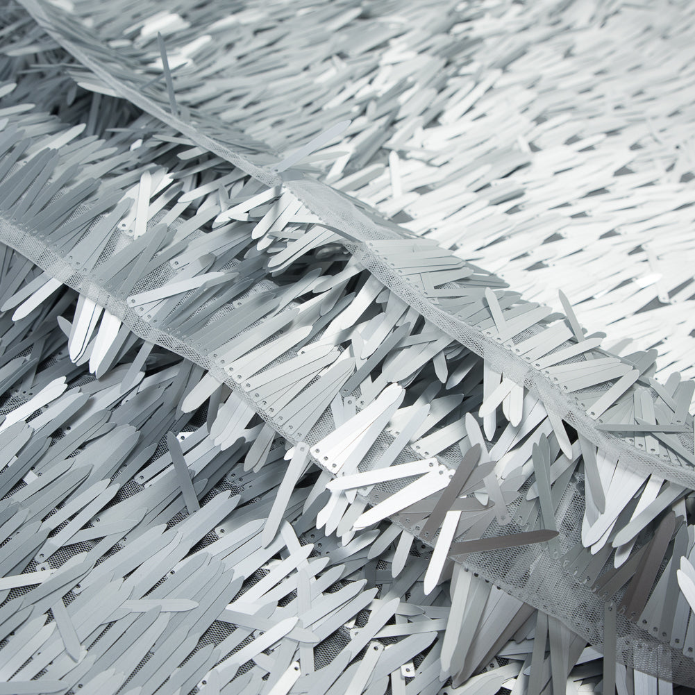Soft Tulle with Fringe Sequins - Dull Silver - Phryne Collection - Joann Fabrics