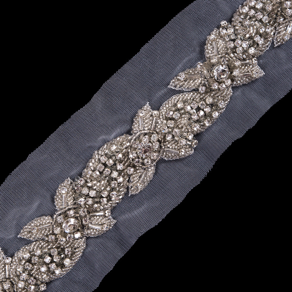 Silver Fancy Rhinestone Trim - 1.25