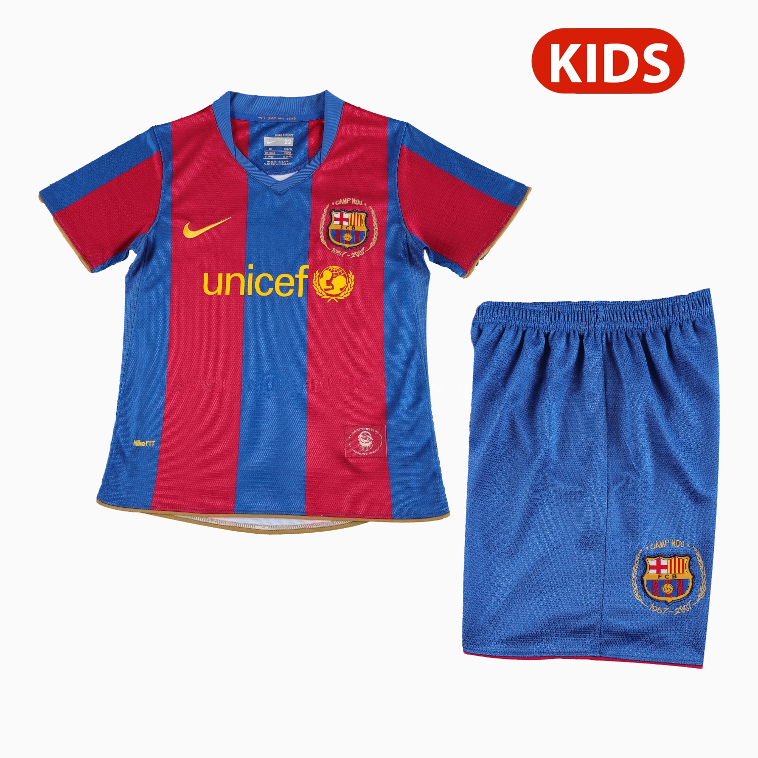 Retro Barcelona 2007-08 Home Kids Kit - UnitedFutballJersey