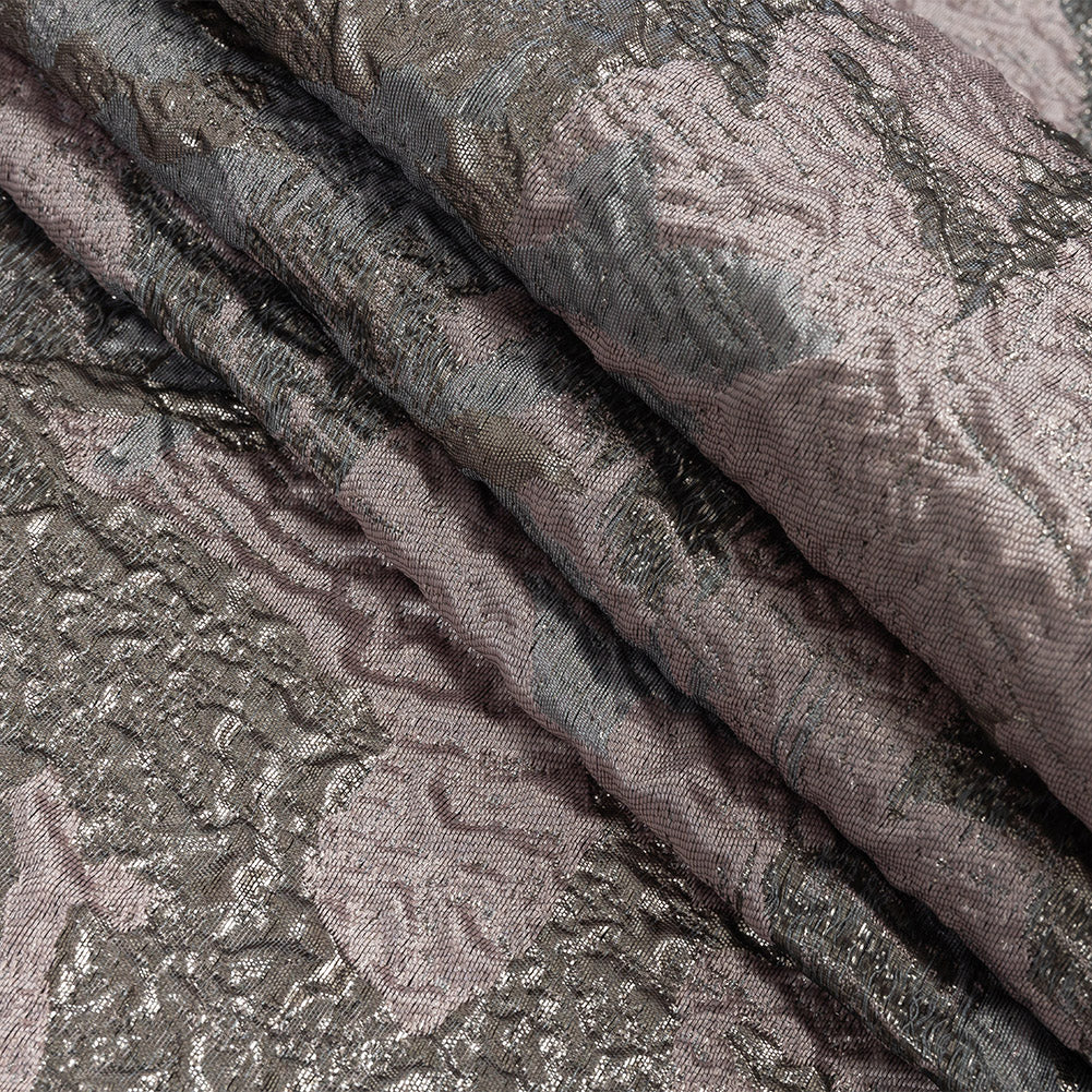 Metallic Silver, Dusty Rose and Steel Blue Abstract Luxury Brocade - Joann Fabrics