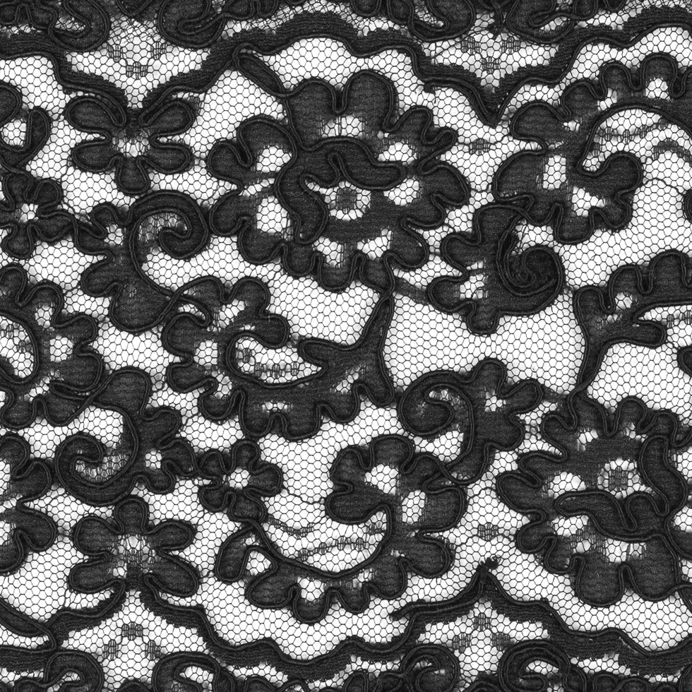 Black Corded Lace Trim - 7.25