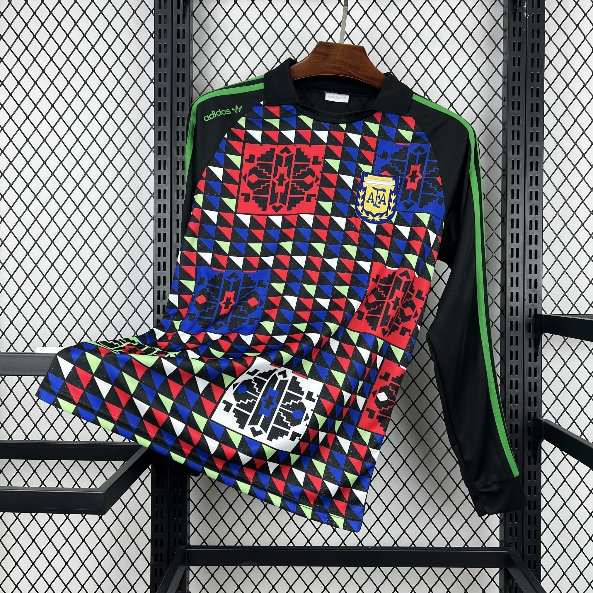 1990 Argentina goalkeeper long-sleeve shirt with a multicoloured geometric front