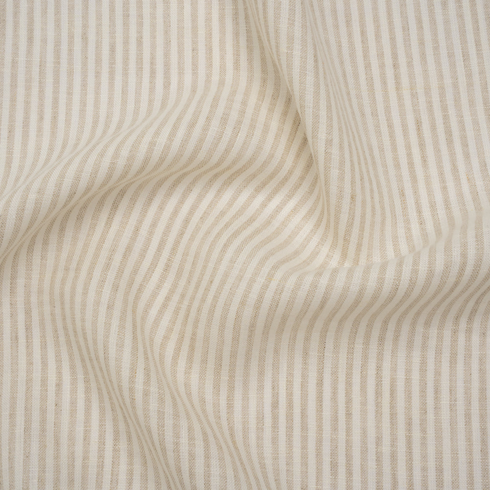 Lightweight Linen Woven - Natural and Beige Candy Stripes - Famous Australian Designer Deadstock - Joann Fabrics