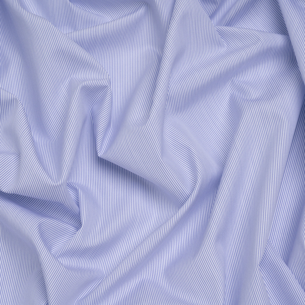 Cotton Shirting - Dark Blue and White Pinstripes - Deadstock - Joann Fabrics