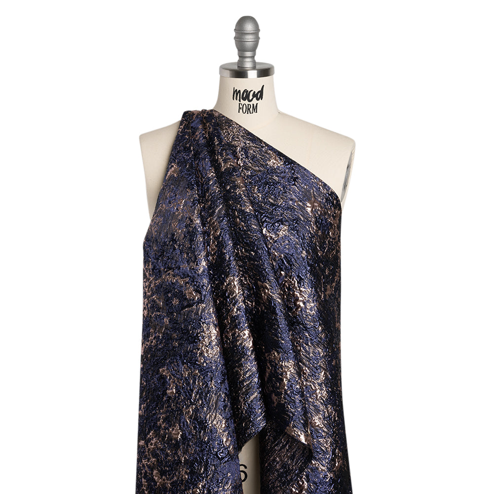 Metallic Brocade - Navy and Rose Gold Abstract Sponge Texture - Joann Fabrics