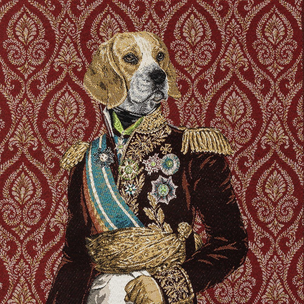 French Burgundy Woof Marshal Cotton Blend Oversized Square Patch - 18.875