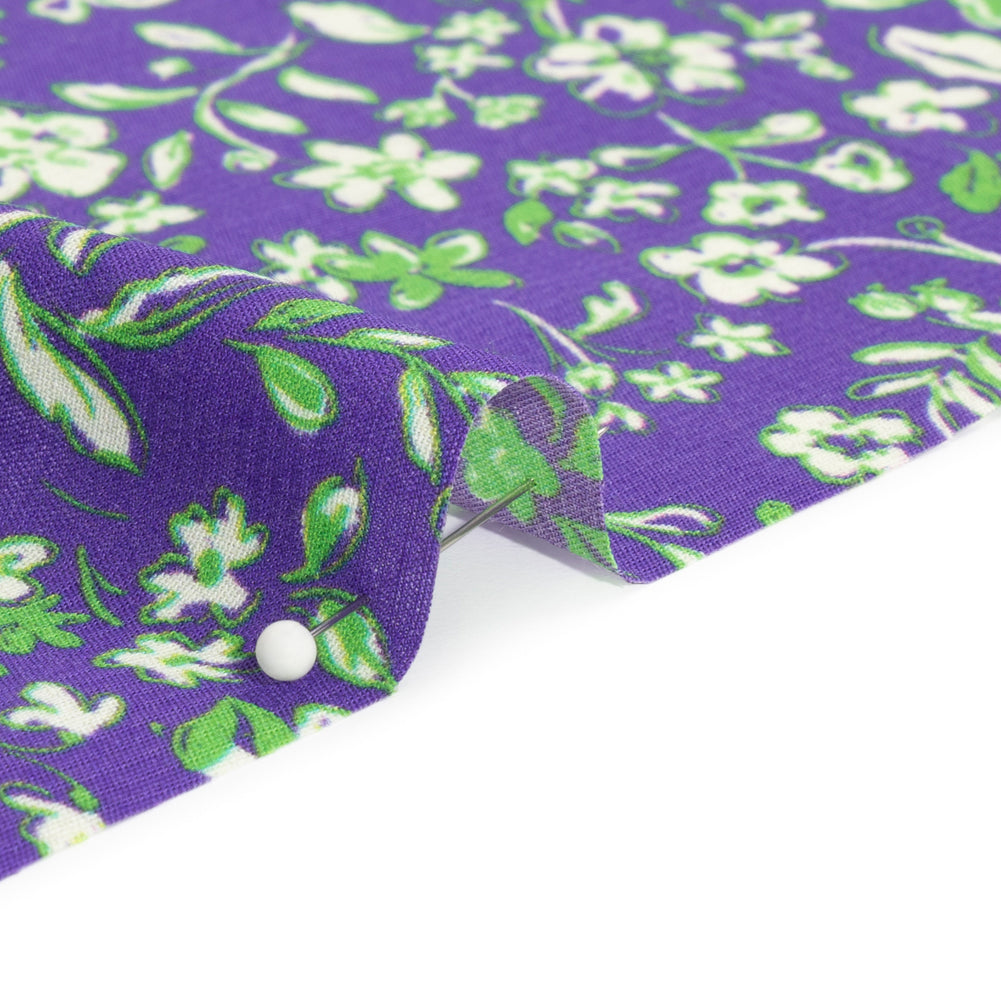 Sustainable Viscose Woven Print - Green and Purple Floral - Mood Exclusive Wicked Wildflowers - Joann Fabrics